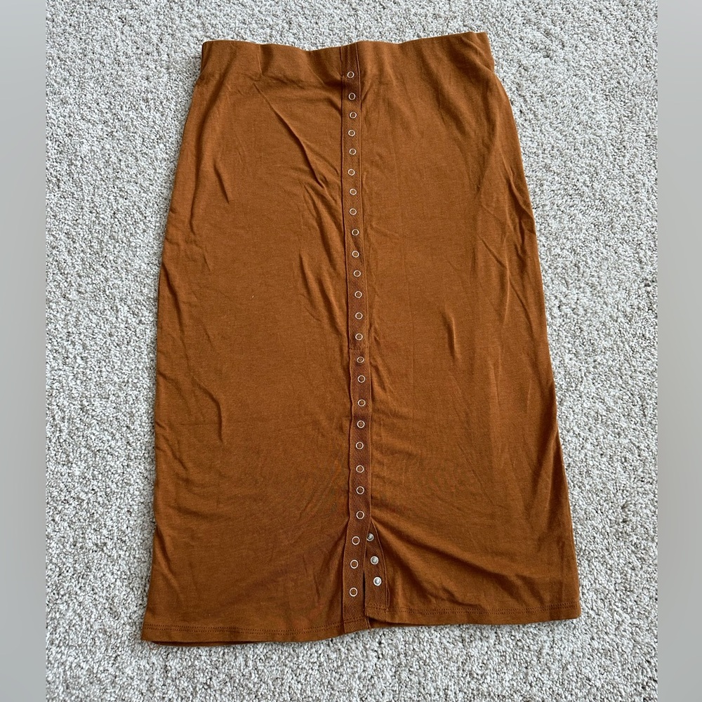 Snap front midi skirt